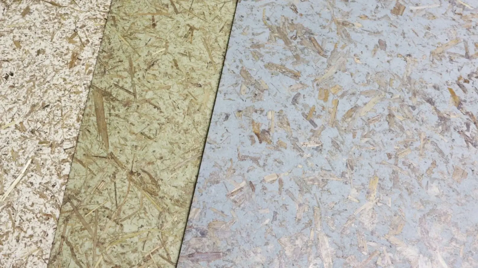 Olive and pale BioM sheets of reed fibre lying side by side